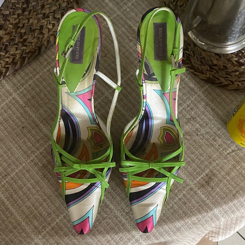 Emilio Pucci Vibrant Multicolor Heels with Green Accents